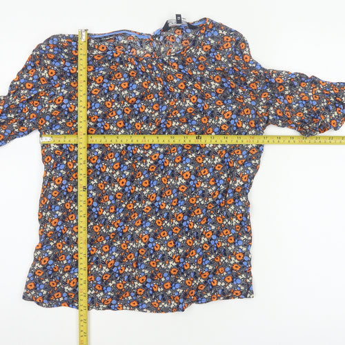 Crew Clothing Company Women Multicoloured UK 12 Floral Bell Sleeve Blouse