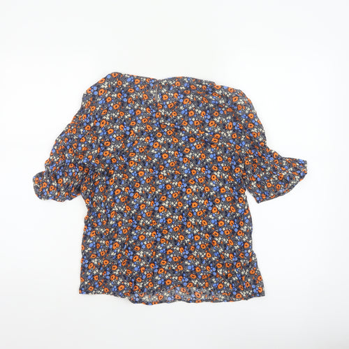 Crew Clothing Company Women Multicoloured UK 12 Floral Bell Sleeve Blouse