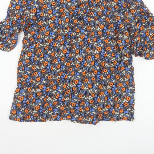 Crew Clothing Company Women Multicoloured UK 12 Floral Bell Sleeve Blouse