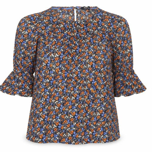 Crew Clothing Company Women Multicoloured UK 12 Floral Bell Sleeve Blouse