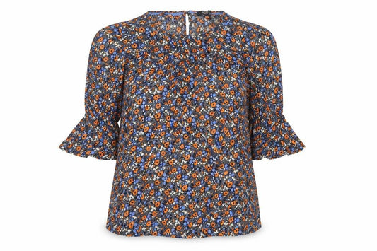 Crew Clothing Company Women Multicoloured UK 12 Floral Bell Sleeve Blouse
