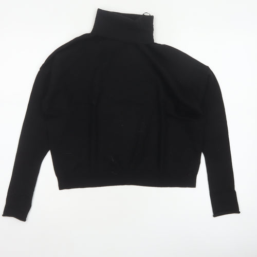 COS Women Black Wool Roll Neck Raglan Knit Pullover Jumper L