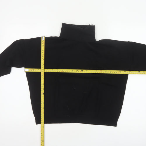 COS Women Black Wool Roll Neck Raglan Knit Pullover Jumper L