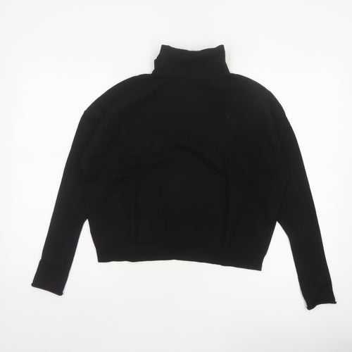 COS Women Black Wool Roll Neck Raglan Knit Pullover Jumper L