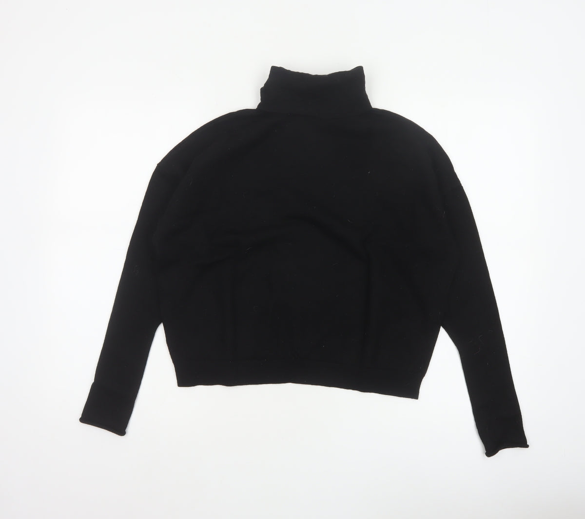 COS Women Black Wool Roll Neck Raglan Knit Pullover Jumper L