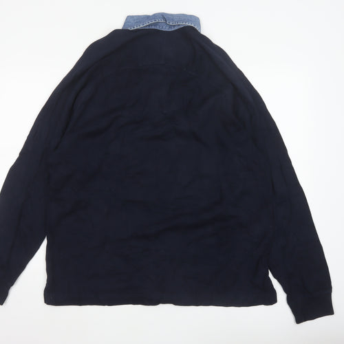 Marks & Spencer Men’s Navy M Long Sleeve Cotton Polo Denim Collar