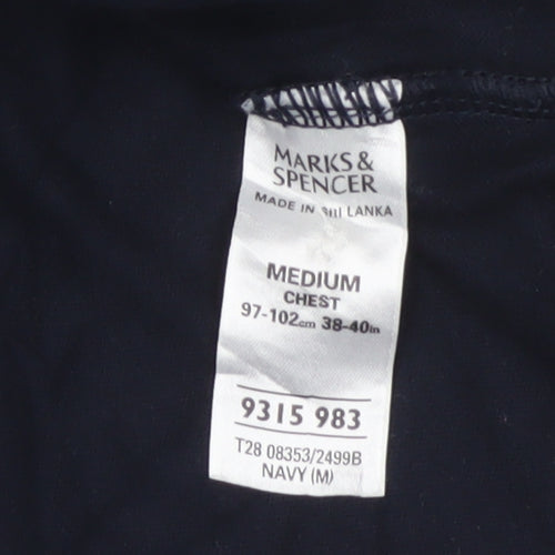 Marks & Spencer Men’s Navy M Long Sleeve Cotton Polo Denim Collar