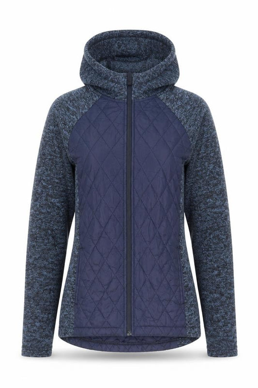 Front view of Mountain Warehouse Women Blue UK 10 Full Zip Hooded Quilted Hoodie