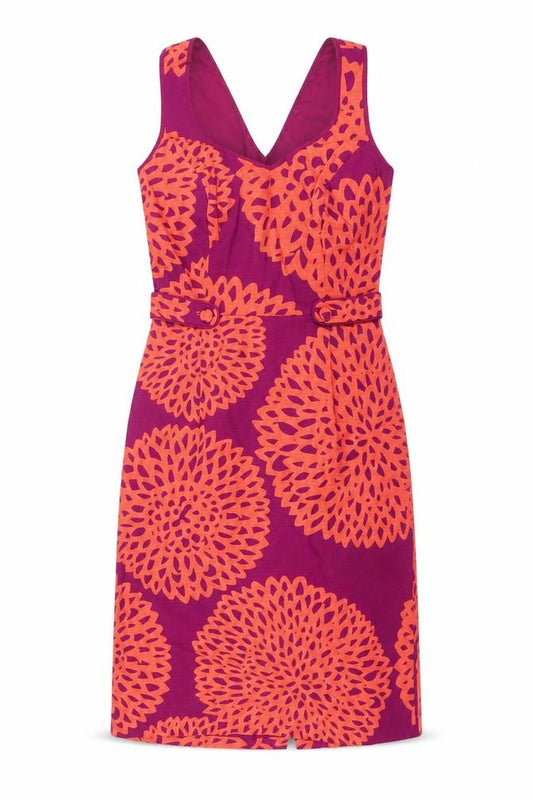 Front view of Boden Women Multicoloured Floral A-Line Knee Dress UK 14