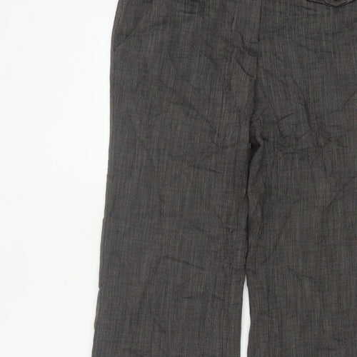 Monsoon Women Grey UK 10 Straight Herringbone Tailored Trousers