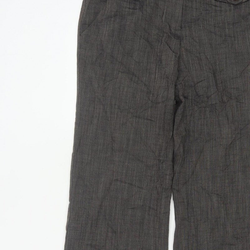 Monsoon Women Grey UK 10 Straight Herringbone Tailored Trousers