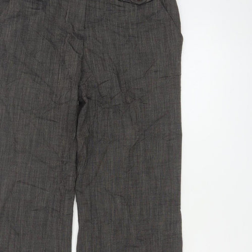 Monsoon Women Grey UK 10 Straight Herringbone Tailored Trousers