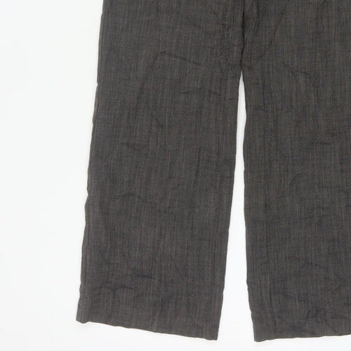 Monsoon Women Grey UK 10 Straight Herringbone Tailored Trousers