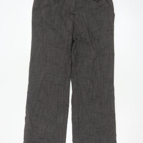 Monsoon Women Grey UK 10 Straight Herringbone Tailored Trousers