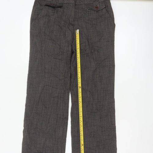 Monsoon Women Grey UK 10 Straight Herringbone Tailored Trousers