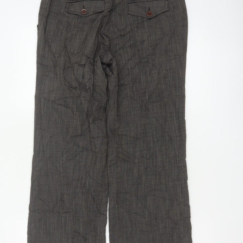 Monsoon Women Grey UK 10 Straight Herringbone Tailored Trousers