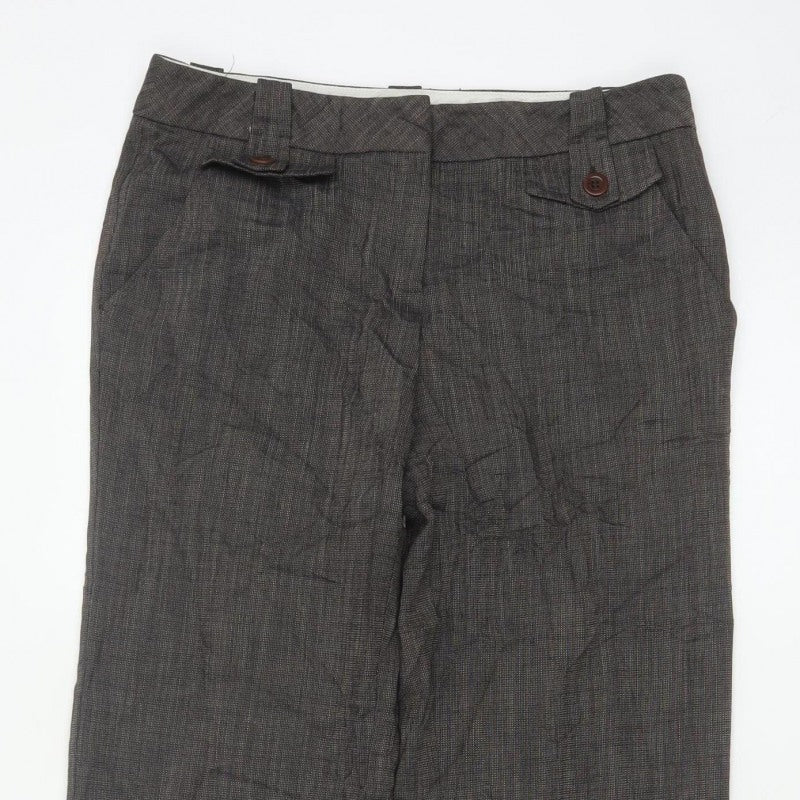 Monsoon Women Grey UK 10 Straight Herringbone Tailored Trousers