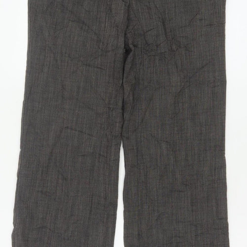 Monsoon Women Grey UK 10 Straight Herringbone Tailored Trousers