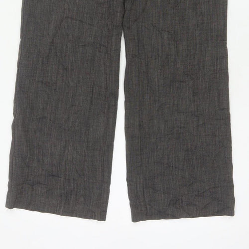 Monsoon Women Grey UK 10 Straight Herringbone Tailored Trousers