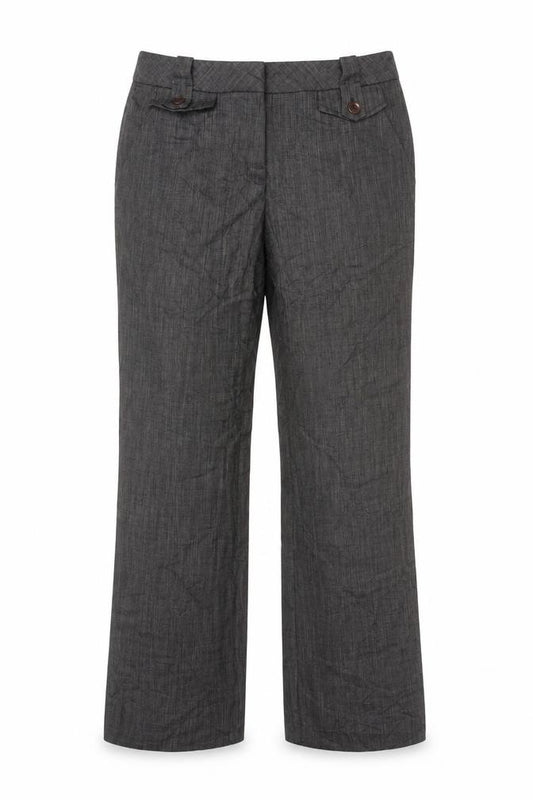 Monsoon Women Grey UK 10 Straight Herringbone Tailored Trousers