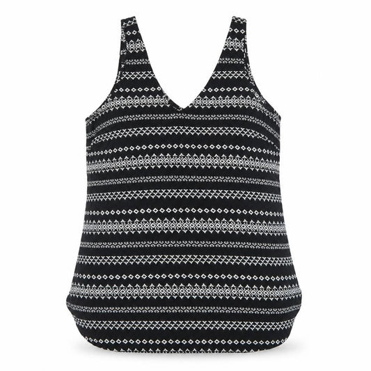 Gap Women Black L Geometric Aztec V-Neck Wide Strap Tank Top
