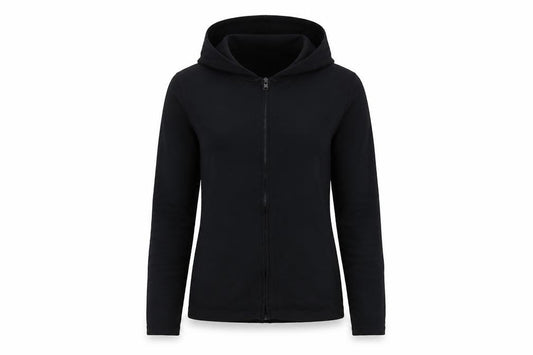 Front view of Gap Factory Store Women’s Black Small Full Zip Hooded Hoodie