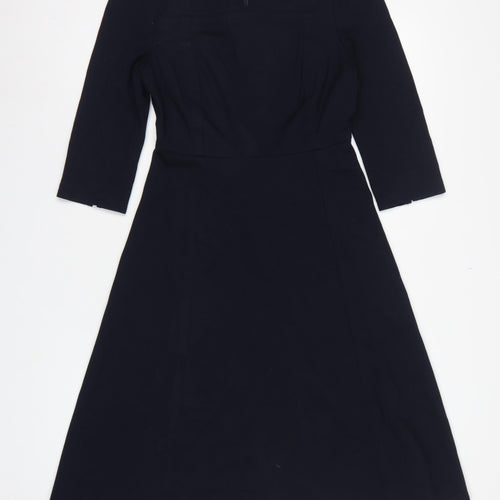 L.K.Bennett Women Blue UK 8 Fit & Flare Midi 3/4 Sleeve Dress