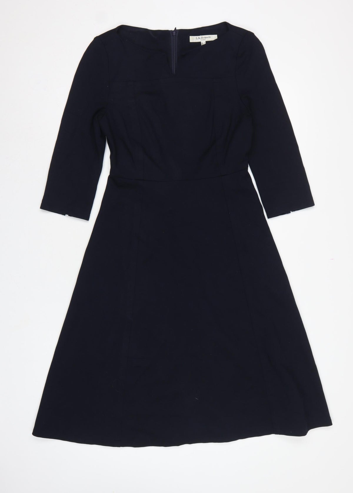 L.K.Bennett Women Blue UK 8 Fit & Flare Midi 3/4 Sleeve Dress