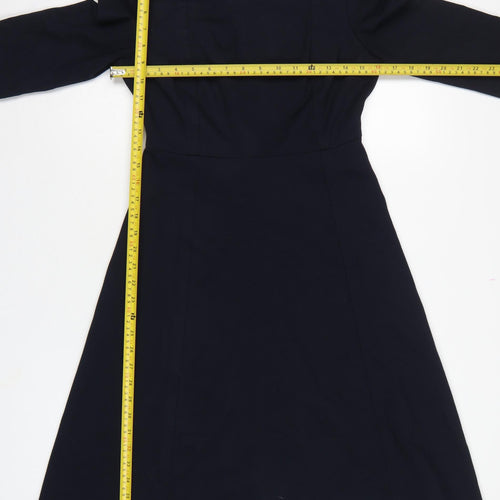 L.K.Bennett Women Blue UK 8 Fit & Flare Midi 3/4 Sleeve Dress