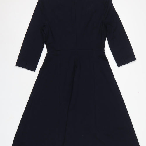 L.K.Bennett Women Blue UK 8 Fit & Flare Midi 3/4 Sleeve Dress