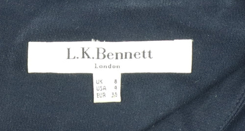 L.K.Bennett Women Blue UK 8 Fit & Flare Midi 3/4 Sleeve Dress