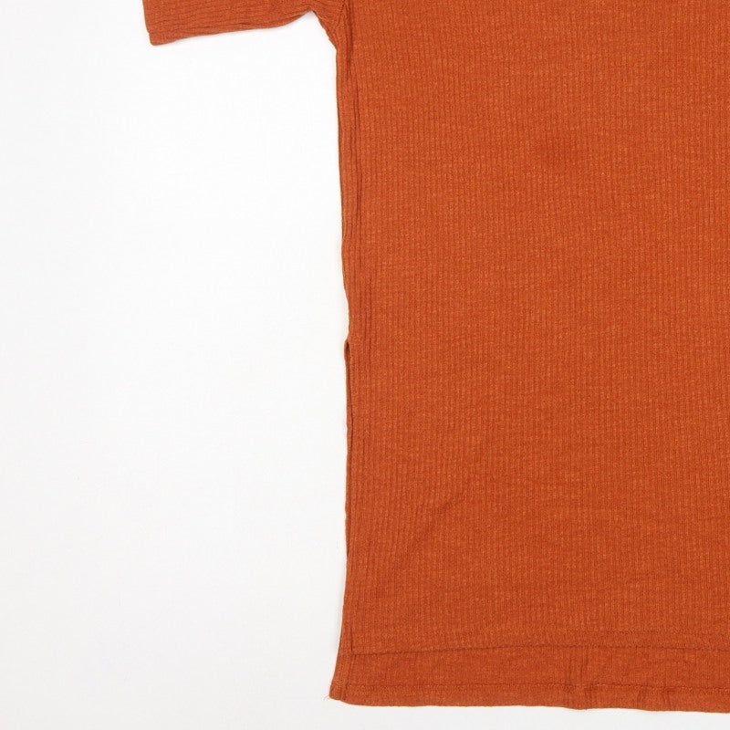 Monki Women Orange UK 12 Ribbed Knit Crew Neck Short Sleeve T-Shirt