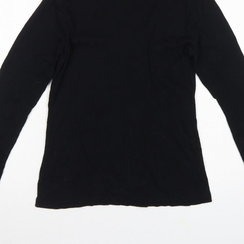River Island Women Black Size 16 Roll Neck Long Sleeve Jersey Top