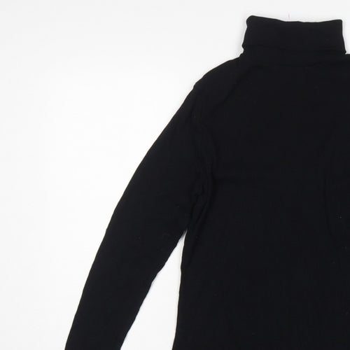 River Island Women Black Size 16 Roll Neck Long Sleeve Jersey Top