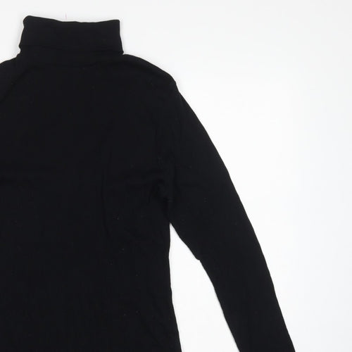 River Island Women Black Size 16 Roll Neck Long Sleeve Jersey Top
