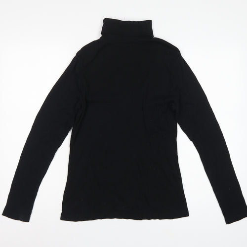 River Island Women Black Size 16 Roll Neck Long Sleeve Jersey Top