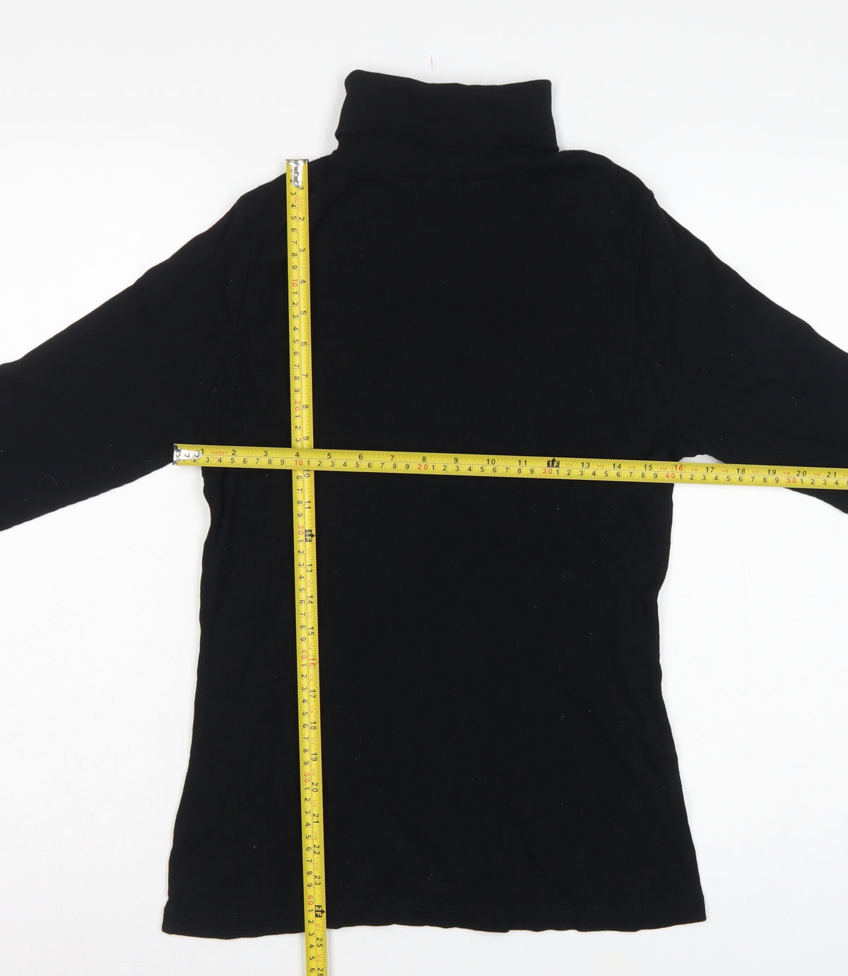 River Island Women Black Size 16 Roll Neck Long Sleeve Jersey Top