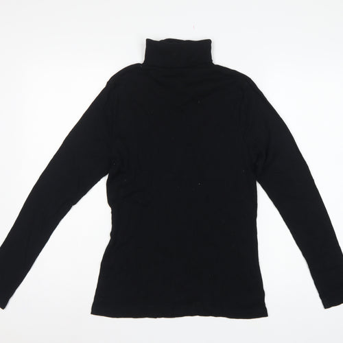 River Island Women Black Size 16 Roll Neck Long Sleeve Jersey Top