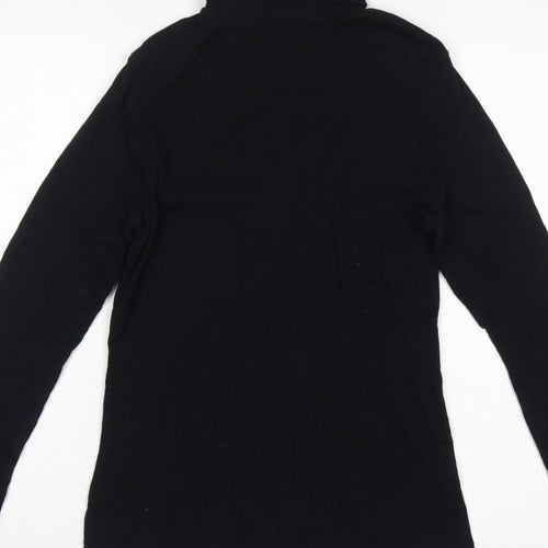River Island Women Black Size 16 Roll Neck Long Sleeve Jersey Top