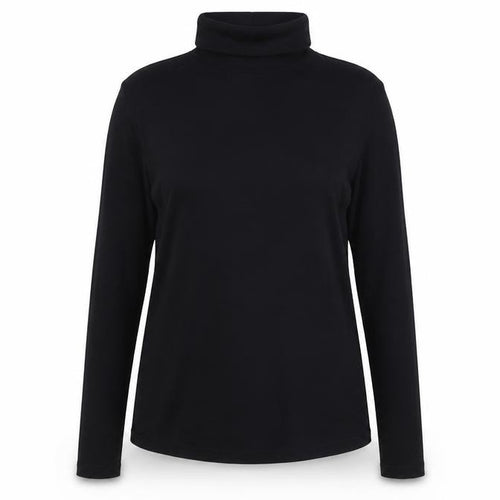 River Island Women Black Size 16 Roll Neck Long Sleeve Jersey Top