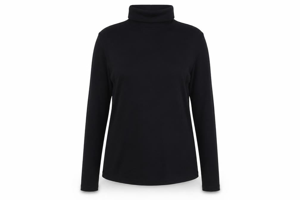 River Island Women Black Size 16 Roll Neck Long Sleeve Jersey Top
