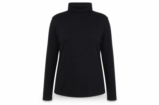 River Island Women Black Size 16 Roll Neck Long Sleeve Jersey Top