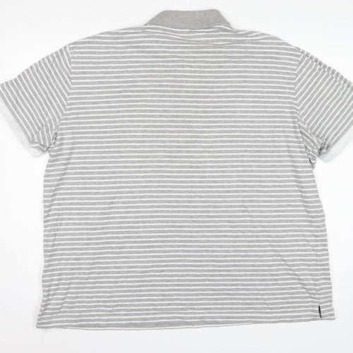 Cotton Traders Men's Grey Marl Striped Polo Shirt 2XL Short Sleeve
