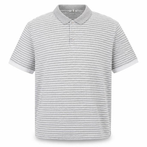 Cotton Traders Men's Grey Marl Striped Polo Shirt 2XL Short Sleeve