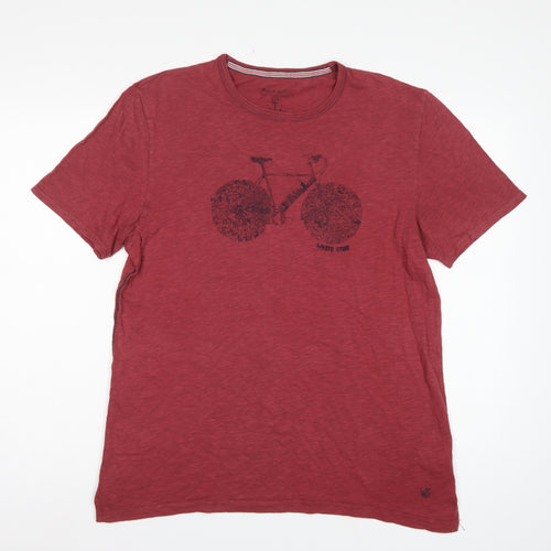 White Stuff Women Red L Basic Cotton Bicycle Graphic T-Shirt