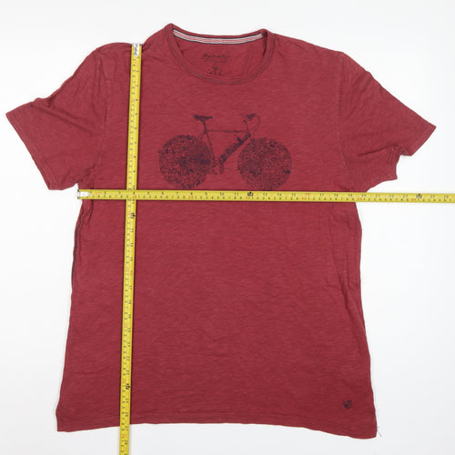 White Stuff Women Red L Basic Cotton Bicycle Graphic T-Shirt