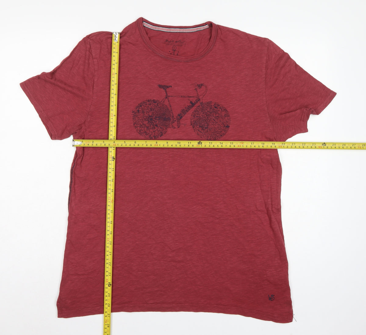White Stuff Women Red L Basic Cotton Bicycle Graphic T-Shirt