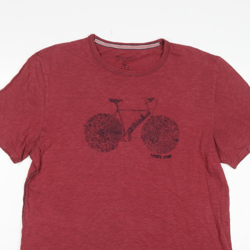 White Stuff Women Red L Basic Cotton Bicycle Graphic T-Shirt