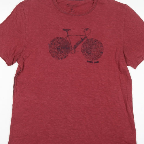 White Stuff Women Red L Basic Cotton Bicycle Graphic T-Shirt