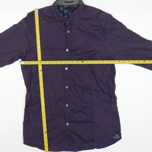 Ted Baker Men’s Purple Striped Cotton Stretch Shirt Size M Long Sleeve